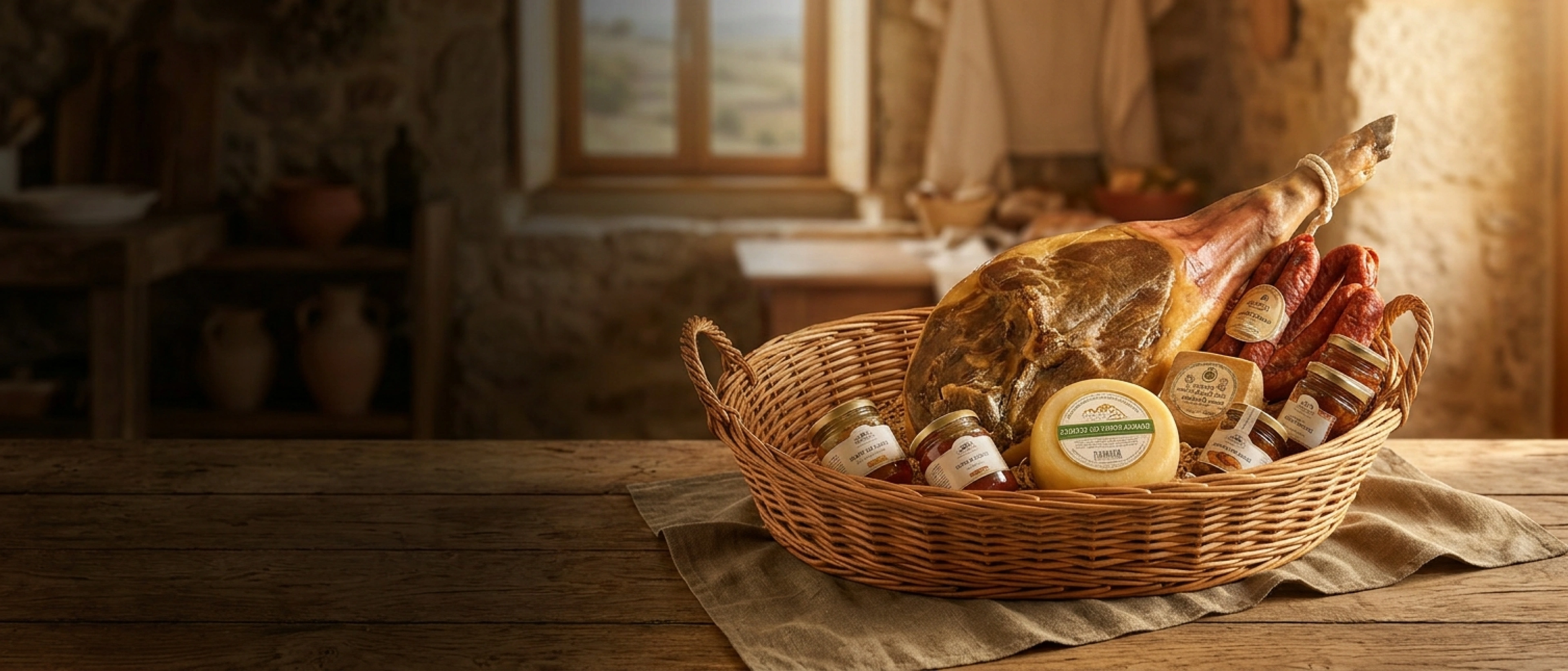 Cabaz com produtos tradicionais da Charcutaria Brito